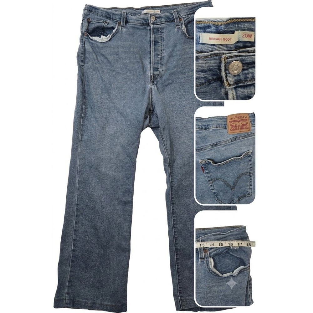 Levis Ribcage Bootcut Jeans Womens 20W Blue High Rise Stretch Denim Pants